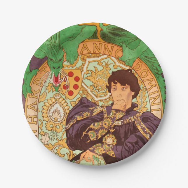 Alphonse Mucha Prince and Dragon Paper Plate (Front)