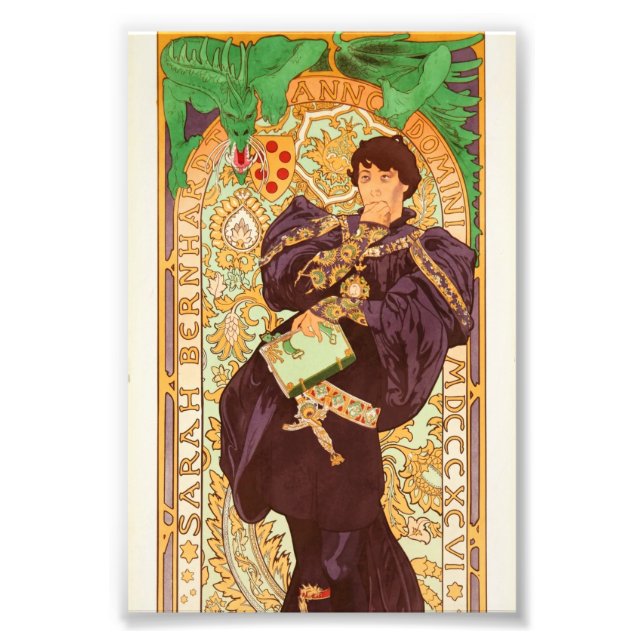 Alphonse Mucha Prince and Dragon Photo Print (Front)