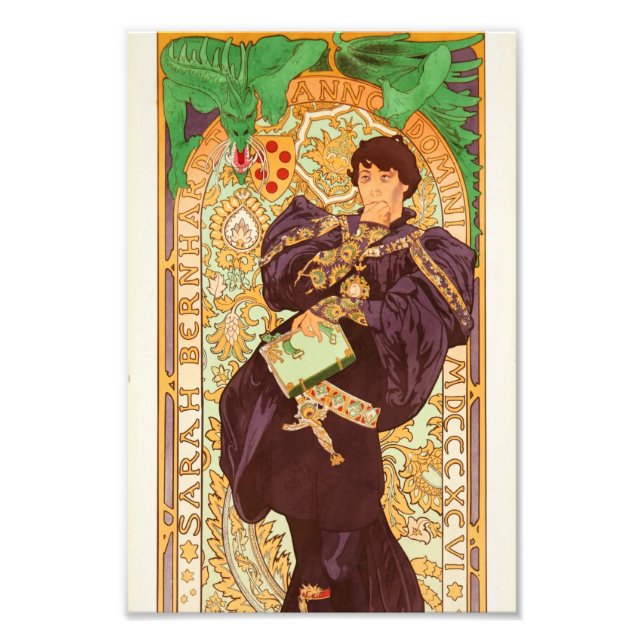 Alphonse Mucha Prince and Dragon Photo Print (Front)