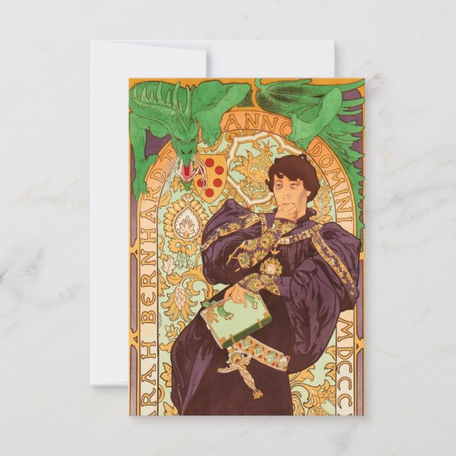 Alphonse Mucha Prince and Dragon RSVP Card (Front)