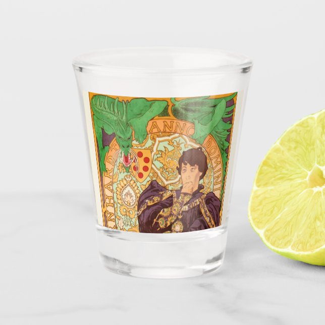 Alphonse Mucha Prince and Dragon Shot Glass (Front)