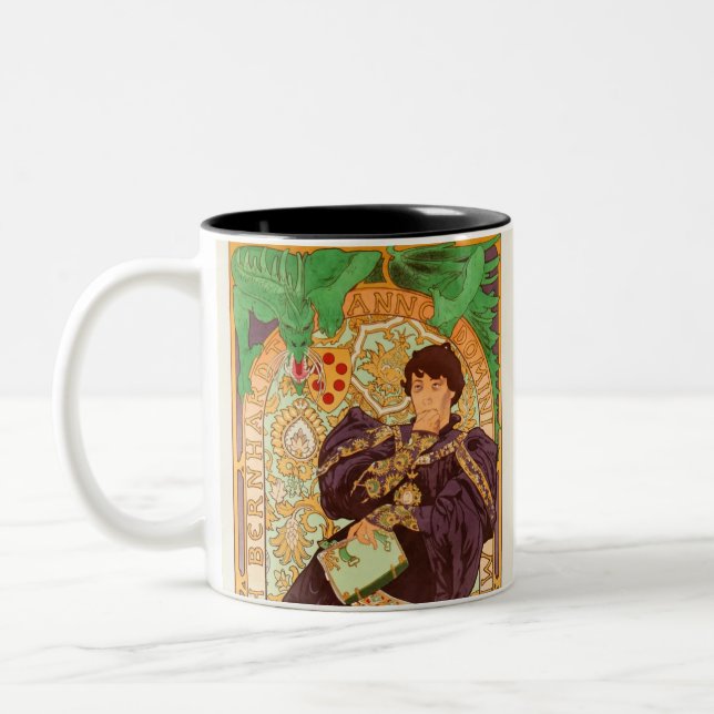 Alphonse Mucha Prince and Dragon Two-Tone Coffee Mug (Left)