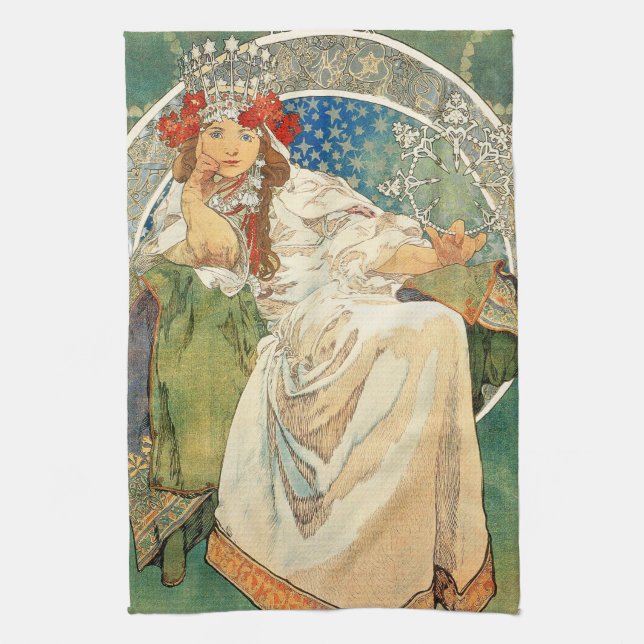 Alphonse Mucha Princess Hyacinth Kitchen Towel (Vertical)