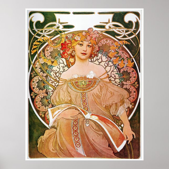 Alphonse Mucha, Reverie/Daydream, 1896. Poster (Front)