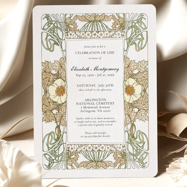 Alphonse Mucha Roses Celebration of Life Invitation (Creator Uploaded)