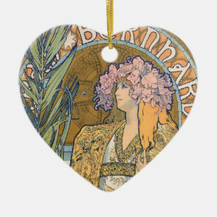 Alphonse Mucha - Sarah Bernhard Painting Ceramic Tree Decoration