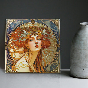 Alphonse Mucha Sarah Bernhardt Art Nouveau Ceramic Tile