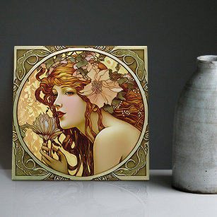 Alphonse Mucha Sarah Bernhardt Art Nouveau Ceramic Tile