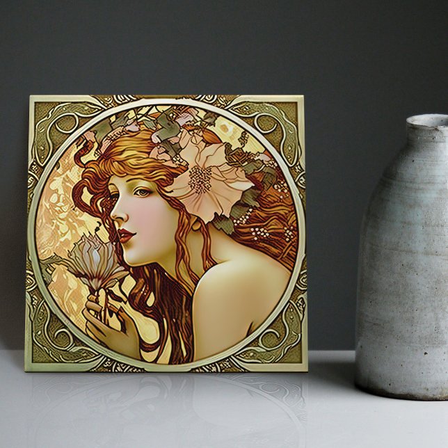 Alphonse Mucha Sarah Bernhardt Art Nouveau Ceramic Tile (Creator Uploaded)