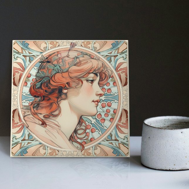 Alphonse Mucha Sarah Bernhardt Art Nouveau Ceramic Tile (Creator Uploaded)