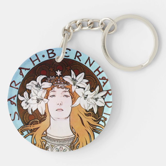 Alphonse Mucha - Sarah Bernhardt Key Ring (Back)