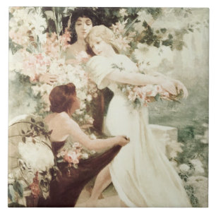Alphonse Mucha Spirit of Spring Tile