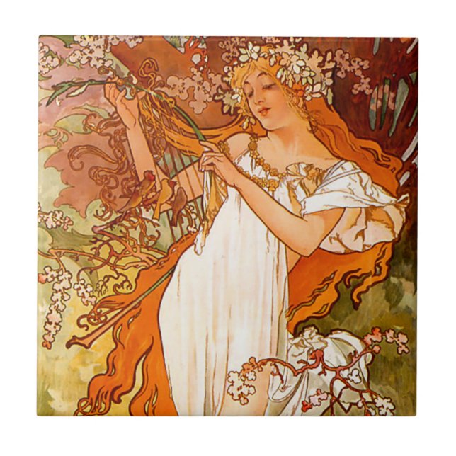 Alphonse Mucha Spring Tile (Front)