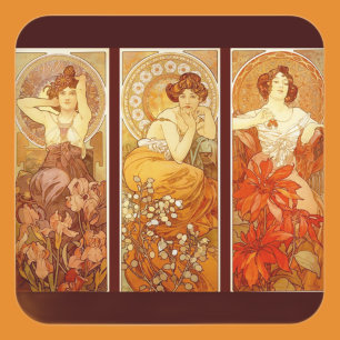 Alphonse Mucha Square Sticker