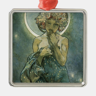 Alphonse Mucha Stunning Art Nouveau Woman #18 Metal Tree Decoration