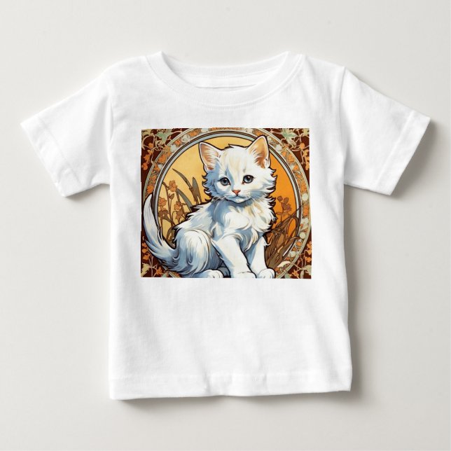 Alphonse Mucha Style Cat Baby T-Shirt (Front)