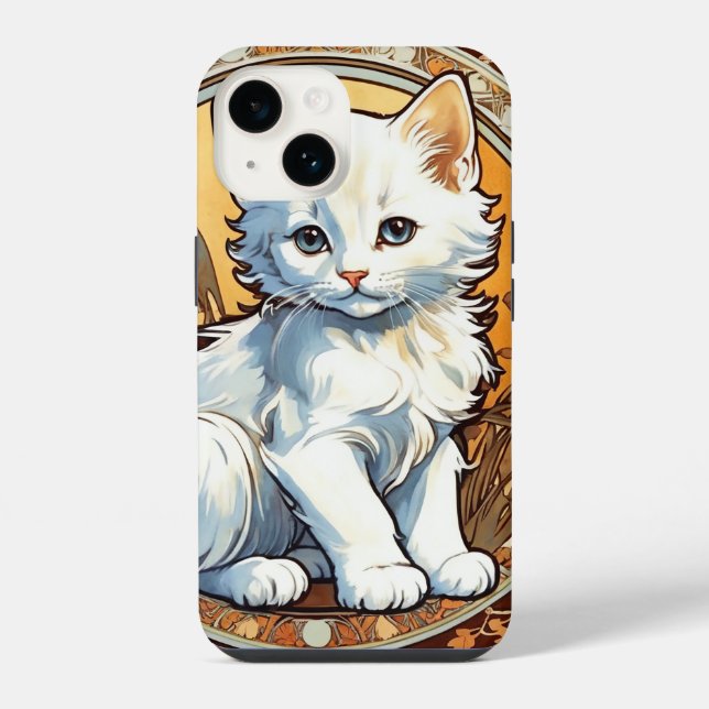 Alphonse Mucha Style Cat iPhone Case (Back)