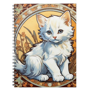 Alphonse Mucha Style Cat Notebook