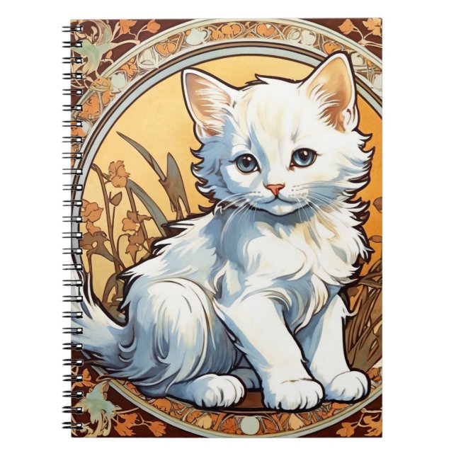 Alphonse Mucha Style Cat Notebook (Front)
