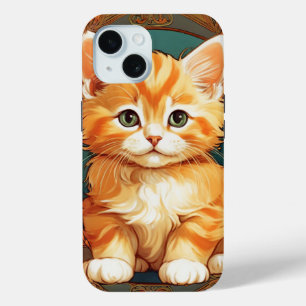 Alphonse Mucha Style Orange Cat iPhone 15 Case