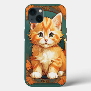 Alphonse Mucha Style Orange Cat iPhone 13 Case