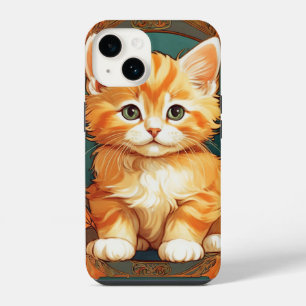 Alphonse Mucha Style Orange Cat iPhone 14 Case