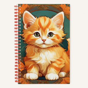 Alphonse Mucha Style Orange Cat Notebook