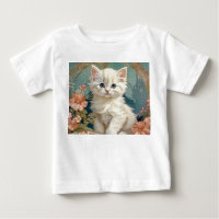 Alphonse Mucha Style White Cat