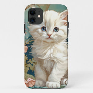 Alphonse Mucha Style White Cat Case-Mate iPhone Case