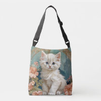Alphonse Mucha Style White Cat