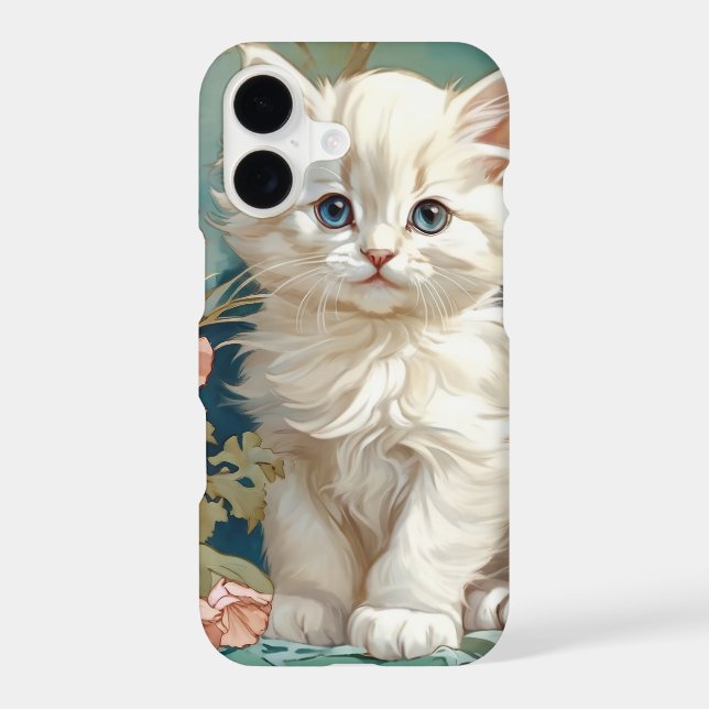 Alphonse Mucha Style White Cat Samsung Galaxy S21 Case (Back)