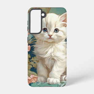 Alphonse Mucha Style White Cat Samsung Galaxy Case
