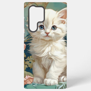 Alphonse Mucha Style White Cat Samsung Galaxy Case