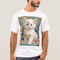 Alphonse Mucha Style White Cat