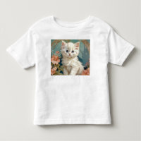 Alphonse Mucha Style White Cat