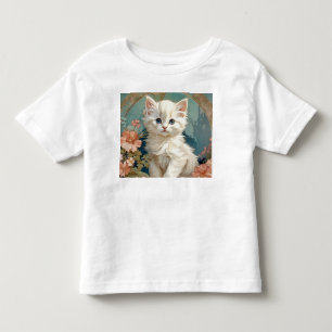 Alphonse Mucha Style White Cat Toddler T-Shirt