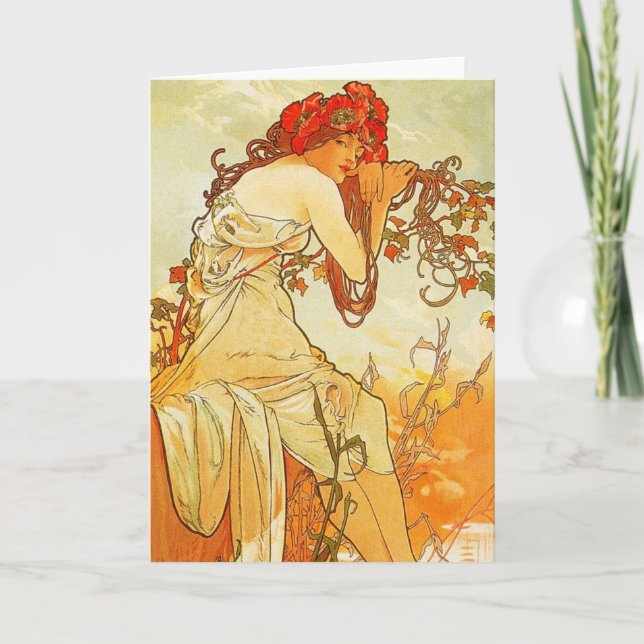 Alphonse Mucha Summer Greeting Card (Front)