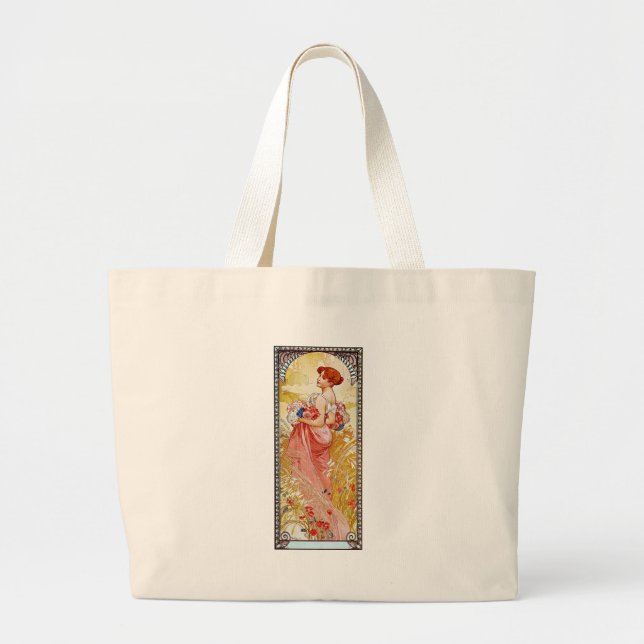 Alphonse Mucha Summer Large Tote Bag (Front)