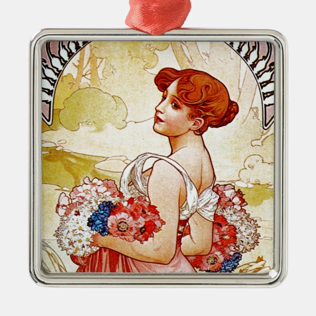 Alphonse Mucha Summer Metal Tree Decoration (Front)