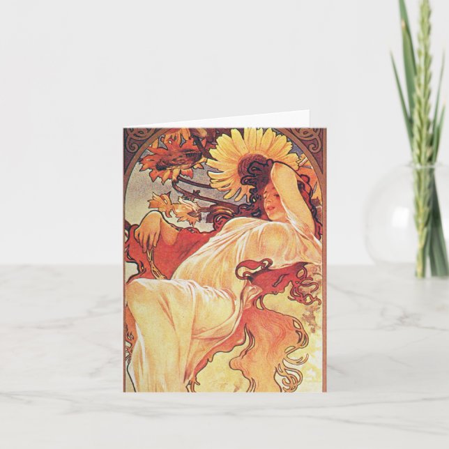 Alphonse Mucha Sunflower Card (Front)