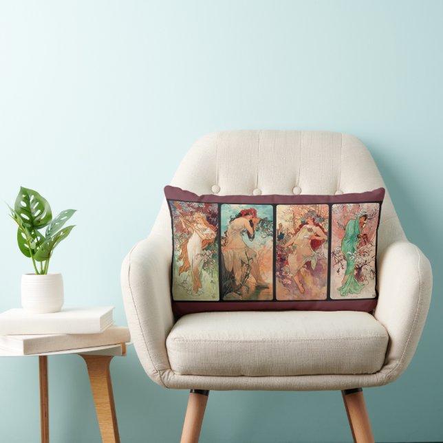 Alphonse Mucha, The Four Seasons (1896)  Lumbar Cushion (Chair)
