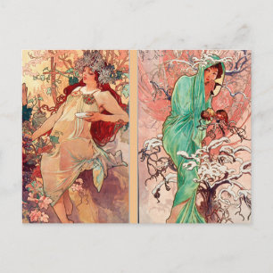 Alphonse Mucha, The Four Seasons (1896) Postcard