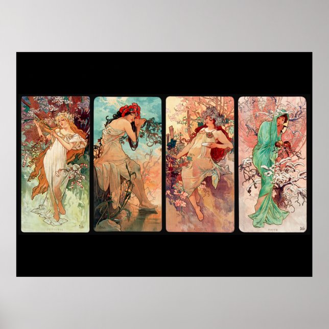 Alphonse Mucha, The Four Seasons (1896)  Poster (Front)
