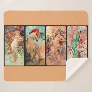 Alphonse Mucha, The Four Seasons (1896) Sherpa Blanket