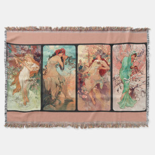 Alphonse Mucha, The Four Seasons (1896) Throw Blanket