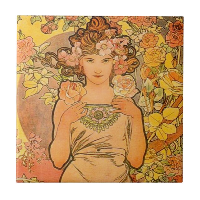 Alphonse Mucha The Rose Tile (Front)