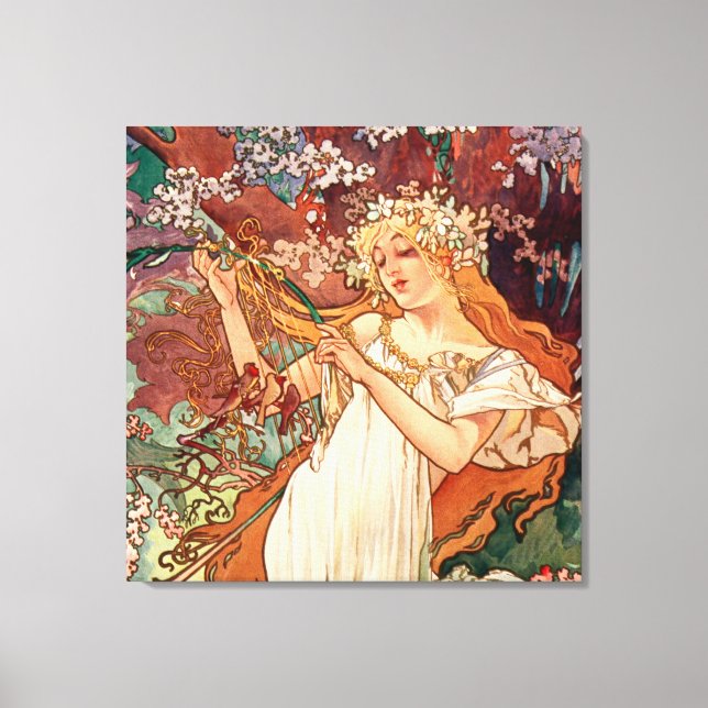 Alphonse Mucha, The Seasons (1896) Spring Canvas Print (Front)
