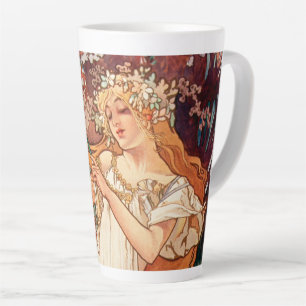 Alphonse Mucha, The Seasons (1896) Spring Latte Mug