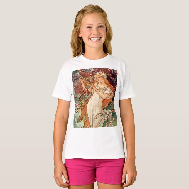 Alphonse Mucha, The Seasons (1896) Spring T-Shirt (Front Full)