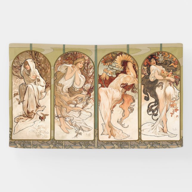 Alphonse Mucha The Seasons 1897 Art Nouveau Banner (Horizontal)